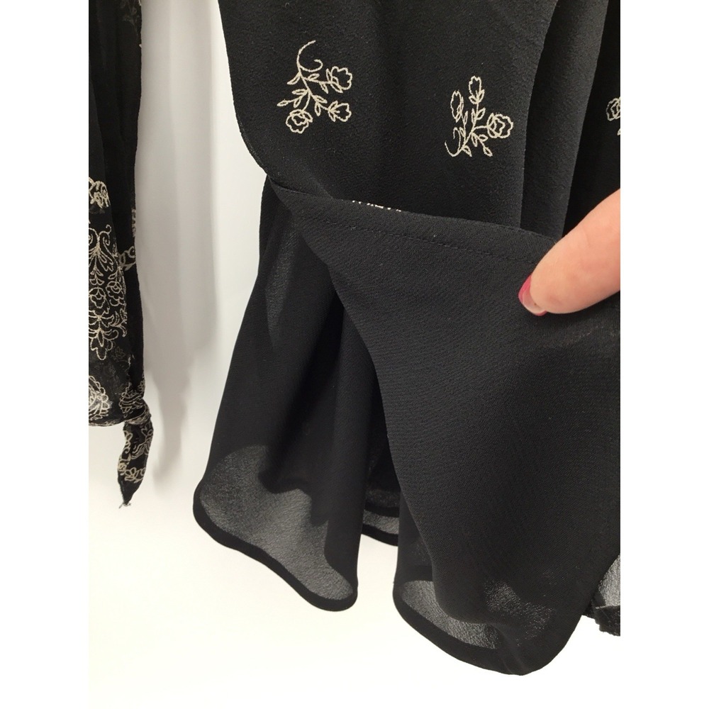 VTG New York City Design Co Silk Babydoll Top Black Boho XL Whimsigoth Y2K HH01 - Picture 10 of 16